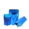 Meerdere maten 100 stuks blauwe aluminiumfolie opstaande verpakkingszakken hersluitbare voedselopslag ritssluiting ritssluiting mylar zakjes tas