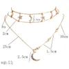 New Moon Star Pendant Halsband Guldkedja Bohemian Multilayer Choker Halsband Kvinnor Tjejer Uttalande Mode Smycken Julklapp