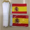 Spanien-Flagge, 21 x 14 cm, handschwenkende Polyester-Flagge, Spanien-Landesbanner mit Fahnenmasten aus Kunststoff