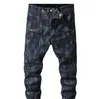 Mäns Jeans Biker Distressed Denim Trousers Slim Fit Stretch Jogger för Man Full Length Mens