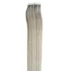 Tape In Human Hair Extensions 100g Skin Weft gray hair extensions 100% Real Remy Human Balayage Tape in Hair Extensions 40pcs