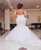 Luxo Africano Plus Size sereia vestidos de noiva Lace Appliqued manga comprida Árabe vestidos de noiva Sweep Trem País vestido de casamento