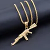 3 Color Steampunk Personalized AK47 Gun Big Pendant Necklaces Men Black Silver Gold Alloy Statement Necklace Hip Hop Jewelry6372236