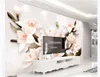 Customized 3d mural wallpaper photo wall paper 3D three-dimensional embossed magnolia pen and flower living room TV background mural