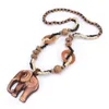Boho-Ethno-Schmuck, lange handgefertigte Perlen-Holz-Elefant-Anhänger, Maxi-Halskette für Frauen, Großhandelspreis