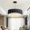 ブラックモダンシャンデリア照明リビングルームラウンドクリスタルランプ大きな家の装飾照明器具贅沢90-260V DHL264Z