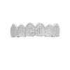 Iced Out Grillz Bling Hip Hop Dents Grills Caps Argent Or Cubique Zircone Dents Haut Bas Grilles Dentaires Rock Bijoux