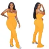 HAOYUAN Sexy Bodycon Stacked Jumpsuit Femmes D'été Dos Nu Corps Salopette Un Peice Ruché Leggings Pantalon Barboteuses Club Tenues T200701