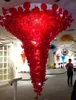 Lampy Nowoczesny Kwiat Żyrandol Led Home Lobby Dekoracji Żyrandole Oświetlenie Kryty Oświetlenie Czerwony Kolor Ręcznie Dmuchane Szkło Duże światło