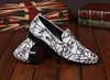 Mens Business Leisure White Lederen Schoenen Mode Graffiti Slip op Loafer Schoenen voor Mens Boat Shoes 38-46