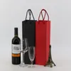 Le moins cher !!! Sac d'emballage de bouteille de vin rouge avec poignée cadeau de bouteille de vin sacs à main 9.5*9*35cm logo personnalisé