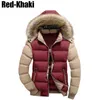 Högkvalitativ mode vinterjacka män parka päls krage hooded outwear coat klassisk enkel varm spliced ​​jaqueta hombre casaca