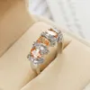 5 st LOT LUCKYSHIN FRIEND GIFT SUPERB STARS MORGANITE CHAMPAGNE ZIRCON 925 Sterling Silver Plated Rings Ryssland American Australia Party