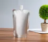 Wholesale 150/250/350/500ml silver aluminum foil food grade stand up spout beverage bag