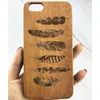 Creative Wood Phone Case Anpassad Utskriftsdesign för iPhone 7 8 Plus 11 Pro Max XS XR Cherry Carved Wooden Cover Anti-Knock