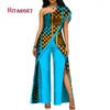 2018 neue herbst Afrikanische Hose set für frauen sexy schulterfrei Overall Dashiki Kleidung Batik Wachs Druck Reine Baumwolle WY2373