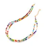 Collier de perles colorées bohème pour femmes à la main multicouche couleur or chaîne accessoires de bijoux minimalistes 7036