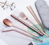 Hurç WB1870 ile 6 304 Paslanmaz Çelik Hasır Kaşık Çatal Chopsticks Batı Sofra Seti