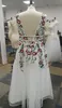Applikationer vita fickor ärmlösa prom klänningar vestidos de festa i lager s högsta tillfälle klänning1720791