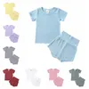 Kids Designer Design Girls Candy Color Pyjama Sets jongens zomer Casual Nightwear Cotton Korte Mouw Tops Shorts PP broek Slaap S8016358