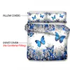 HELENGILI Set biancheria da letto 3D Fiori farfalle Stampa Copripiumino set lenzuola con federa letto Tessili per la casa # XH-022796