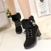 Hot Sale-winter women boots new solid color plus velvet warm women's riding boots with non-slip high-heeled round head women shoes 35-41