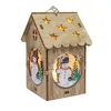 Liten LED Light Wood House Christmas Tree Pendants nyårsdekorationer för hembord Ornament Xmas Tree Hanging Decor