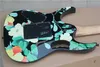 Peony Pattern 24 Frets Black Hardware Electric Guitar with Tremolo Bridge,HSH Pickups,can be customized