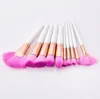 Mode Belle Pinceaux de maquillage rose mis 10pcs outils pour fard à paupières blush fondation cosmétiques manche en bois tête de brosse en nylon doux DHL gratuit