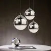 Northern Europe Mirror Creative Modern Simple Bar Meal Glass Chrome Color Space Ball Electroplating Spherical Led Chandelier