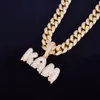 Avec 20 MM 16 pouces chaîne cubaine hommes nom personnalisé goutte à goutte lettres bulle chaîne pendentifs colliers glace sur cubique Zircon Hip Hop bijoux pour cadeau