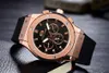 Men Automatic Self Wind Mechanical Rose Gold Silver Black Case Brown Leather Rubber Strap Casual Sports Geneve Watch J190706286L