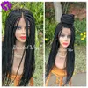 Middle part Long black /blonde /Burgundy /ombre Glueless Braided Synthetic Lace Front Wigs Twist Braids For Afro Black Women Daily Wear