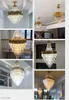 D100/120 cm moderne grand cristal LED lustre or luxe villa escaliers salon hôtel hall appartement lampes suspendues lampes suspendues