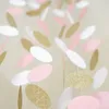 Banderines de fiesta Serpentinas Confeti Rosa Blanco y Oro Brillo Círculo Lunares Papel Guirnalda Banner 10 FT Banner decoración confeti