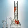 Wholesale Spider Web Bong Hookahs Glow in the Dark Straight Type Style Water Pipe 18.8mm Female Joint With Glass Bowl and Diffused Downstem Oil Dab Rigs GID02