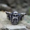 Mens Unique Punk Rock Wild Motor Motorcycle Skull Rings Fashion Party Stainless Steel Biker Jewelry Size 7-14