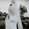 Suknie ślubne w syrenie wysokiej szyi wiejskie ogród długie rękawy koronkowe muzułmańskie suknie ślubne vestido de novia313k