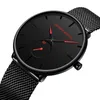 Neue einfache Design wasserdichte Edelstahl Mesh ultradünne Zifferblatt Herrenuhr Top Quarz Relogio Masculino