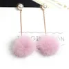 Nouveau style boucles d'oreilles filles mode vison cheveux longs clous d'oreille simple clou perle cheveux fourrure pompon balle boucles d'oreilles pour les femmes meilleurs cadeaux