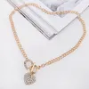 Woman Link Chain Bling Rhinestone Toggle Clasp Heart Romantic Love Pendant Short Necklace for Women Gift Iced Out Pendant Jewelry