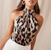 Women Blouses Sexy Leopard Print Ladies Shirts And Tops Halter Blouse Sexy Sleeveless Tops Womens Clothing Summer Female Blouses WY410