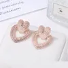 Boucles d'oreilles gommage amour métal rétro creux Double coeur boucles d'oreilles or blanc or Rose boucles d'oreilles en or