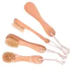 Brosse de bain visage poils de sanglier pour femmes hommes brosse de massage ovale manche en bois naturel soies fines avec corde suspendue NOUVEAU