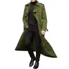 SFIT Spring Długi Trench Coat Mężczyźni Klasyczna Kurtka Mężczyźni Casual Loose British Style Streetwear Streetwear Black Khaki Green Coat