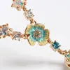 Oriental Bohemian Summer Style CZ Colorful Glaze Butterfly Dragonfly Flower Imitation Jade Gem Pendant Necklace Long Sweater Necklace