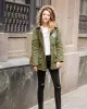 패션 - 새로운 가을 숙녀 따뜻한 재킷 두건 모피 칼라 파크스 긴 섹션 캐주얼 겉옷 여성 슬림 패션 복장