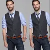 Cheap Gray Men Vests 2019 Groomsman Vest Wool Custom Formal Wedding Waistcoat Country Groom Vests