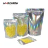 Hardiron 100pcs 고급 레이저 서 물개 지퍼 잠금 가방 알루미늄 호일 Resealable 포장 주머니 홀로그램 선물 가방