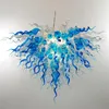 Lamps Hand Blown Chandelier Lighting with LED Bulbs Shade White Blue Chain Pendant Lamp E14 Modern Lights for house decoration living room